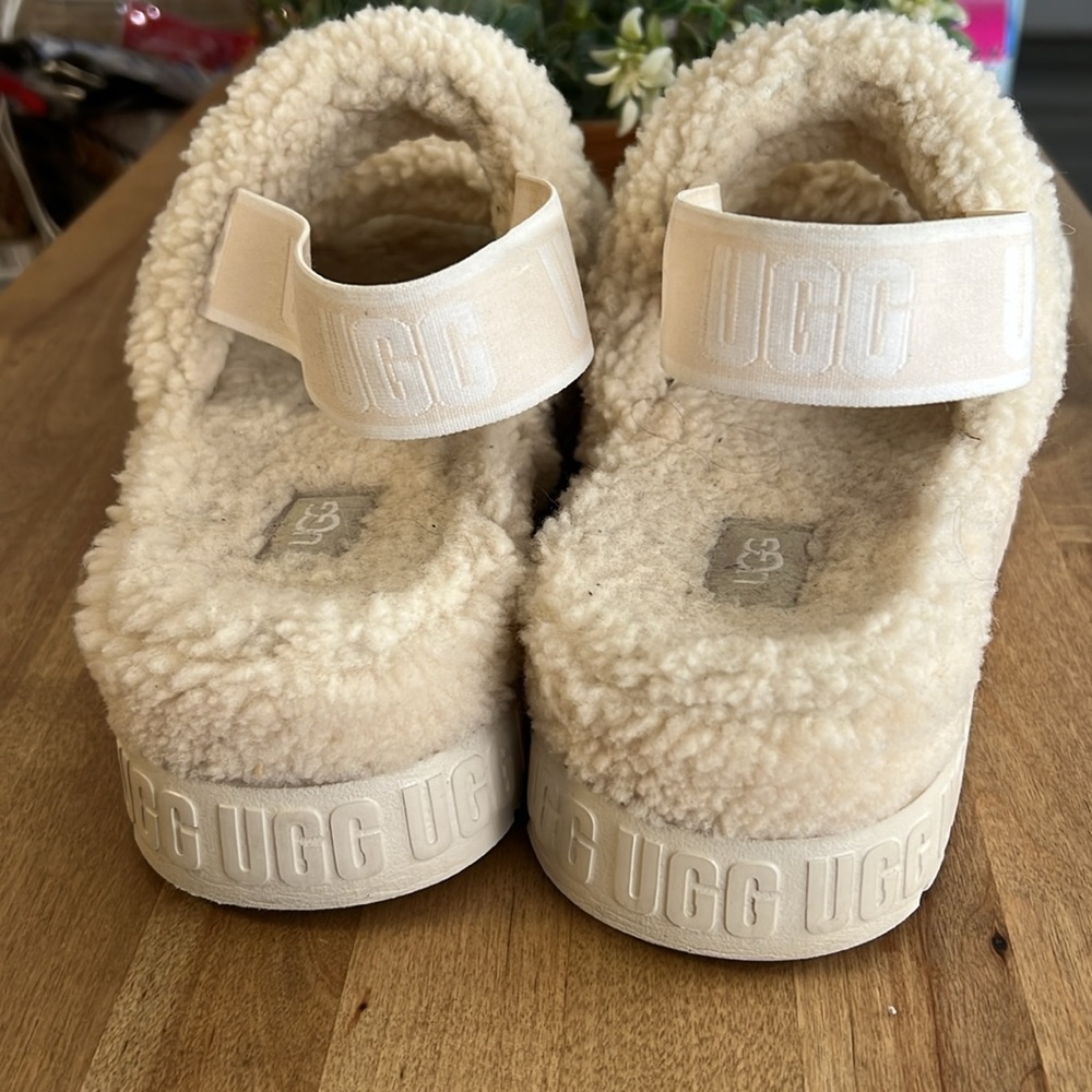 Ugg Oh Fluffita Cream Platform Back Strap Slide Shoes - Picture 8 of 15
